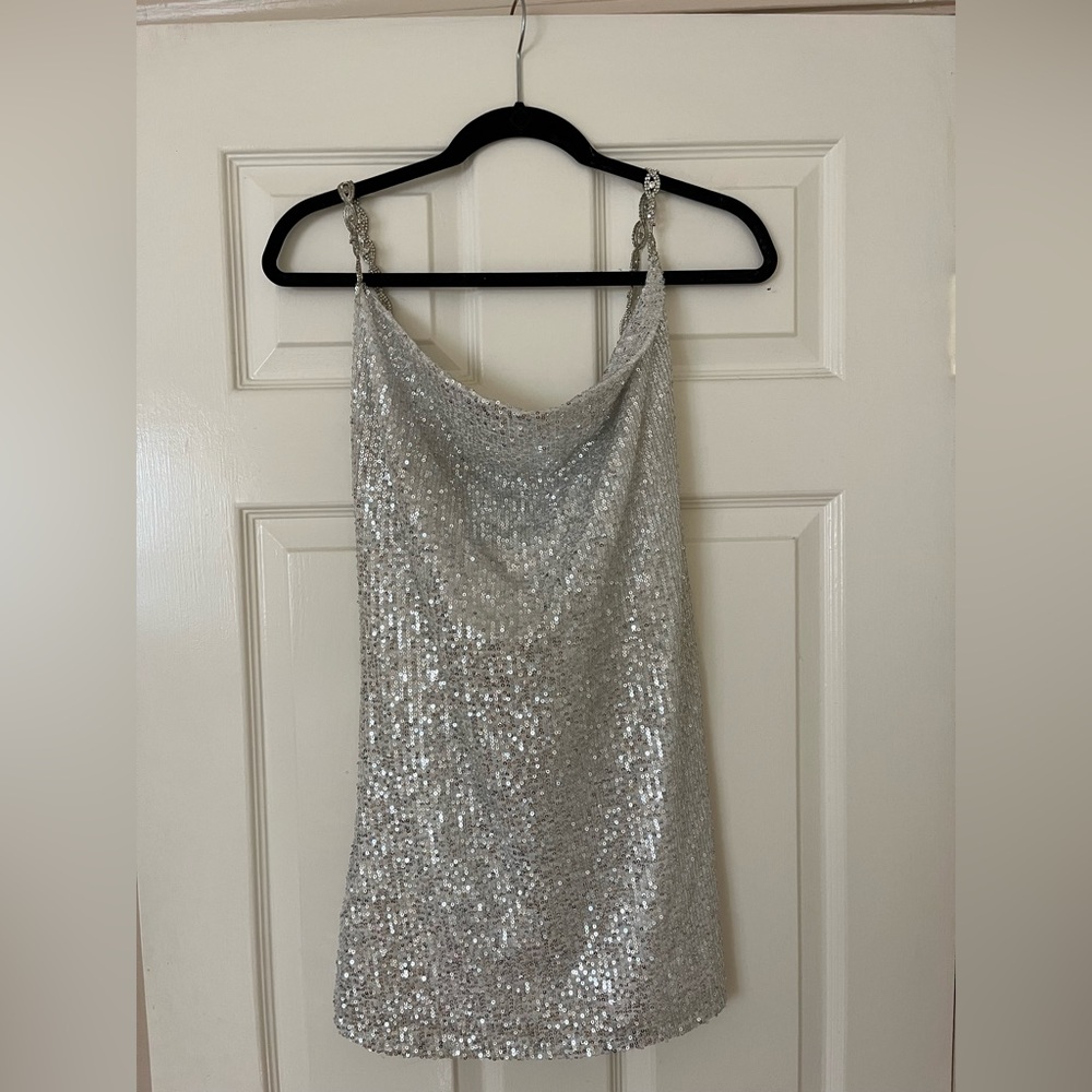 Lulus Cross Back Sparkle Dress